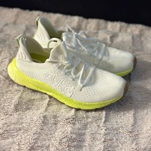 Women’s White and Yellow Athletic Shoes
